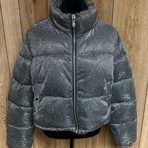 Dolls Kill x Poster Girl Tundra Tamer Metallic Sparkle Puffer Jacket NWOT SIZE L